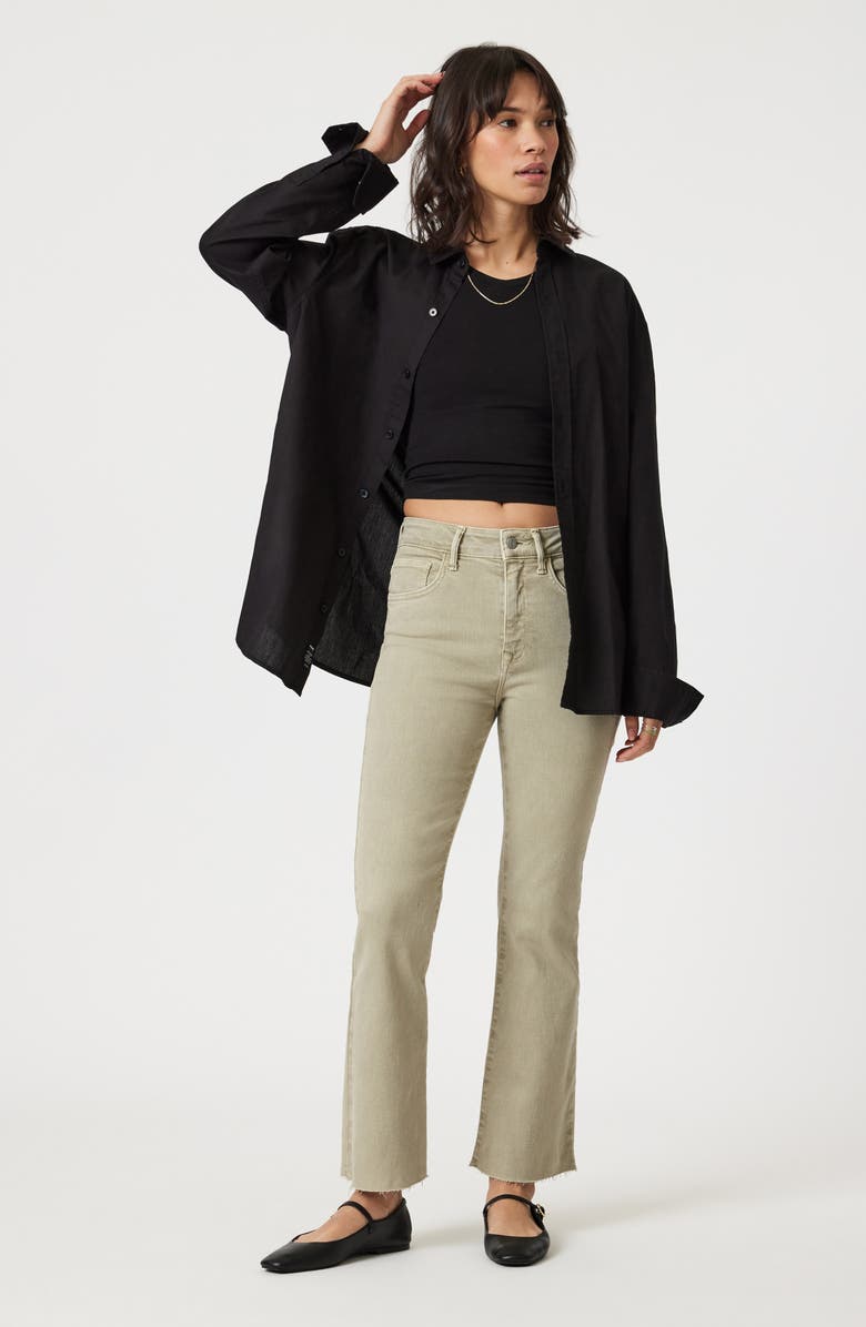 Mavi Jeans Anika High Waist Raw Hem Crop Flare Jeans, Alternate, color, Green Flex Blue