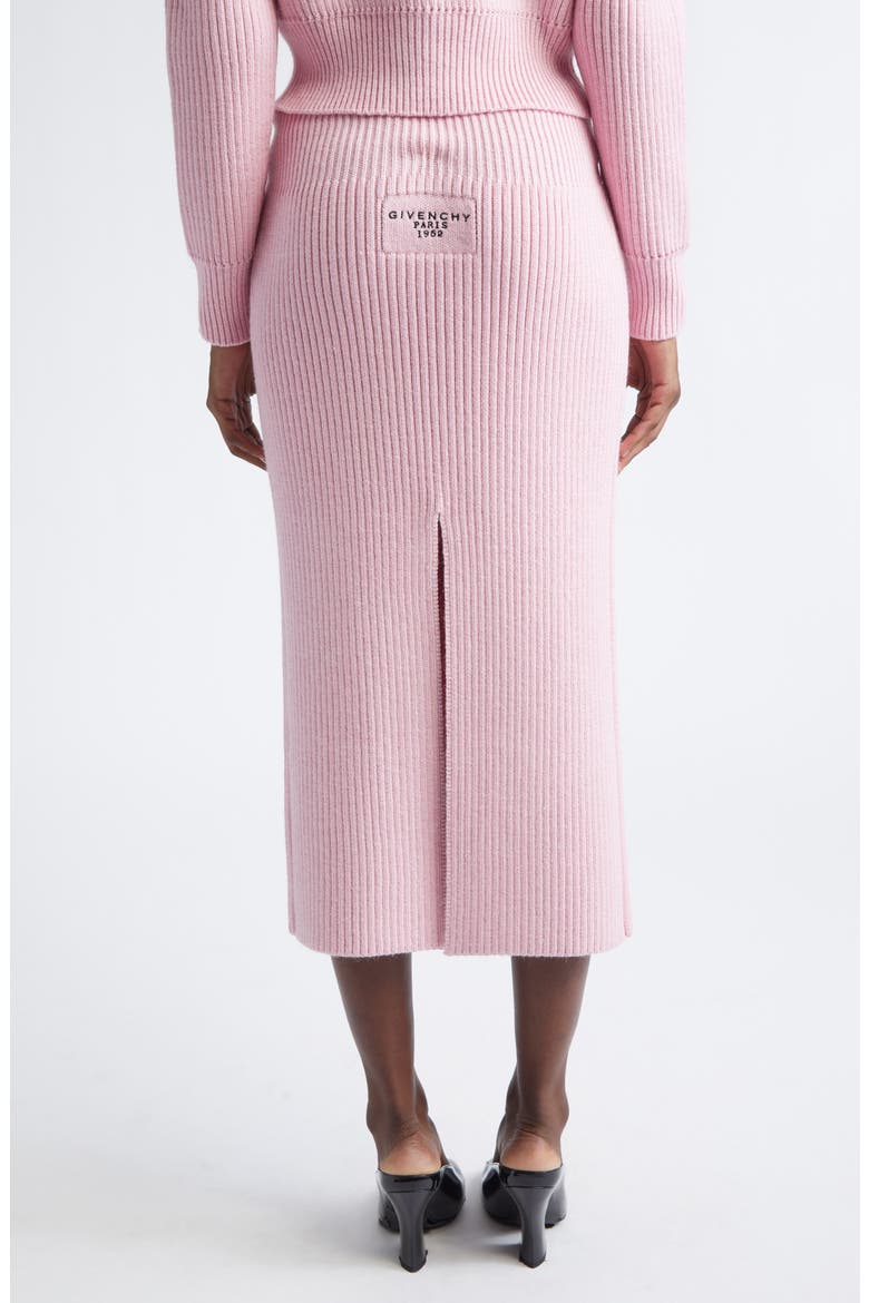 Wool & Alpaca Blend Rib Midi Skirt, Alternate, color, LIGHT PINK