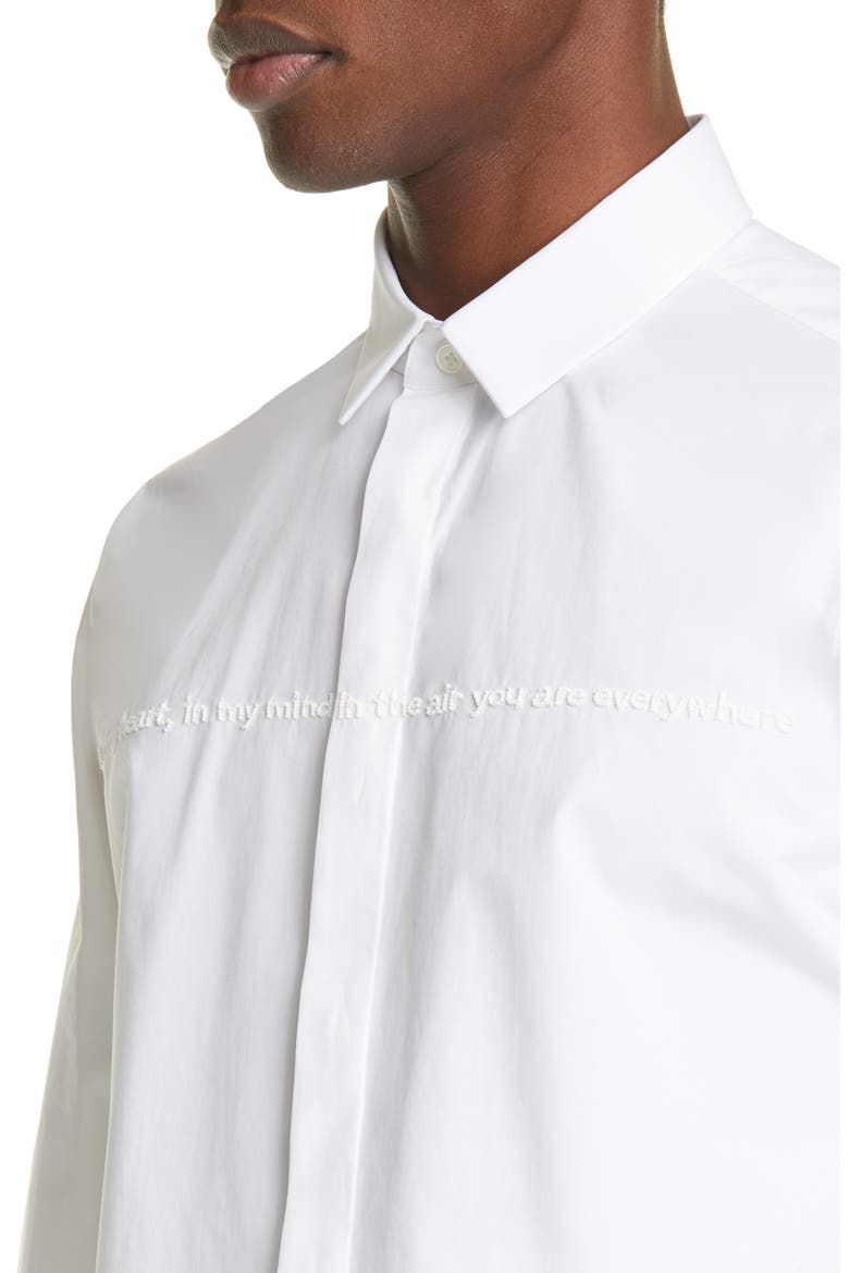 Slim Fit Embroidered Button-Up Shirt, Alternate, color, WHITE