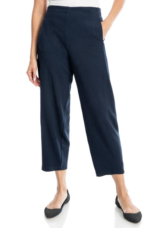 Twill Knit Barrel Leg Pants