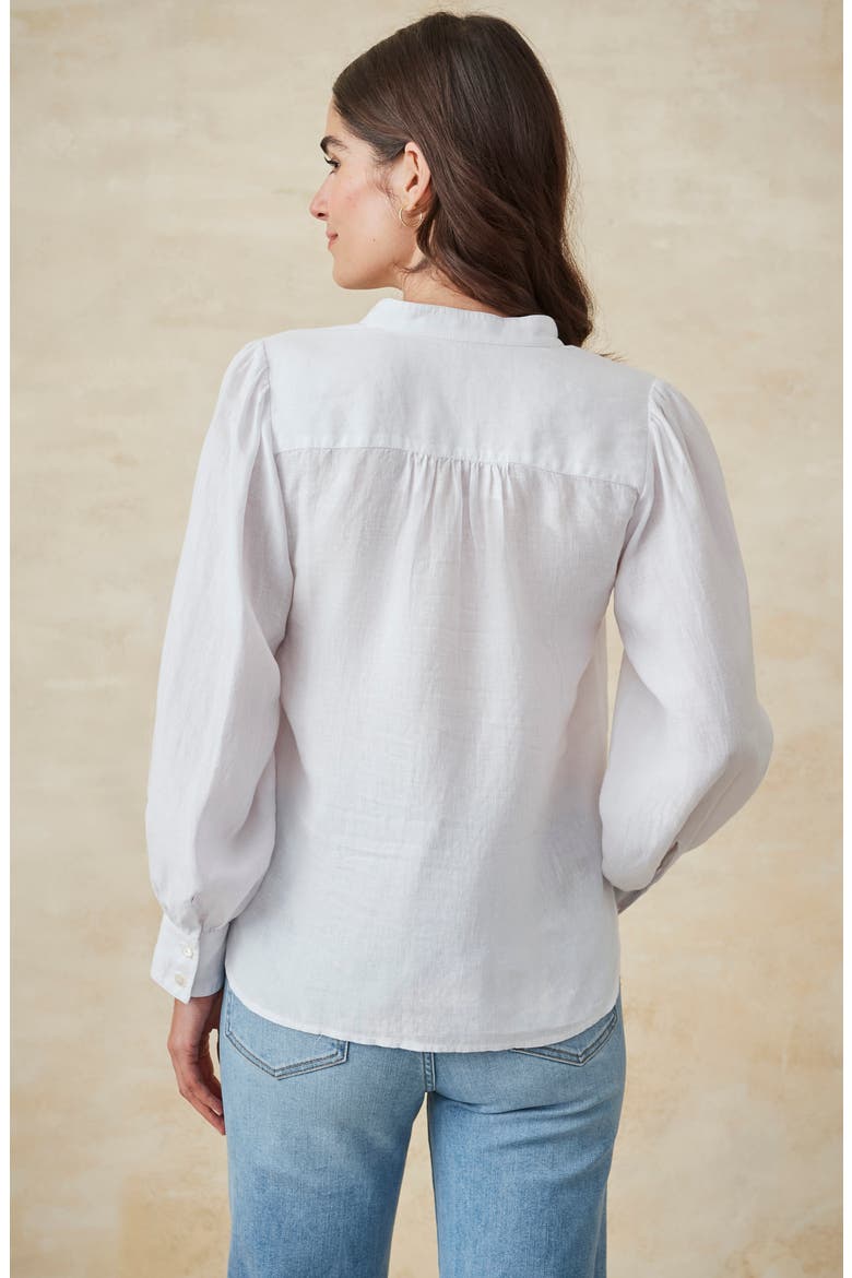 Rashell Split Neck Linen Top, Alternate, color, WHITE