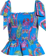 SUGARLIPS Bally Tropical Cazz Smocked Cotton Tank