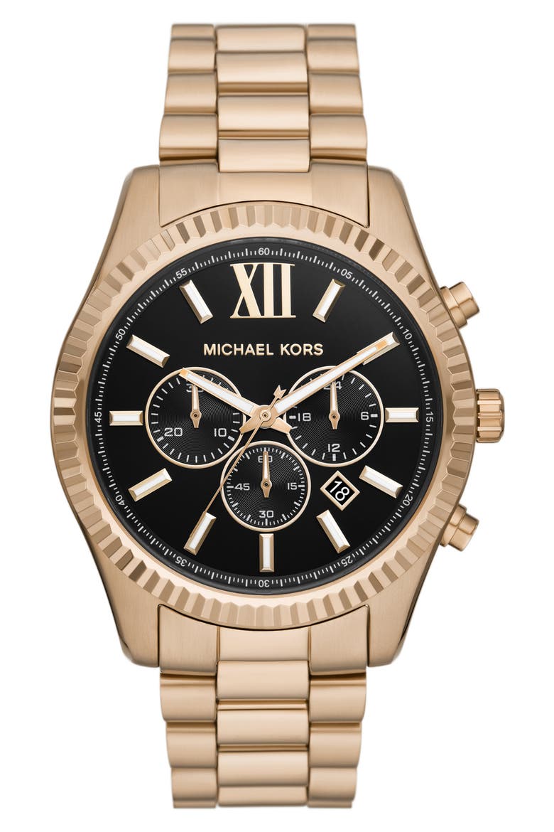Lexington Chronograph Quartz Bracelet Watch, 44mm, Main, color, BEIGE GOLD