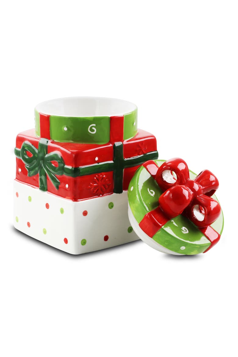 Christmas Estate 7.5 Inch Gift Box Holiday Cookie Jar, Alternate, color, Red