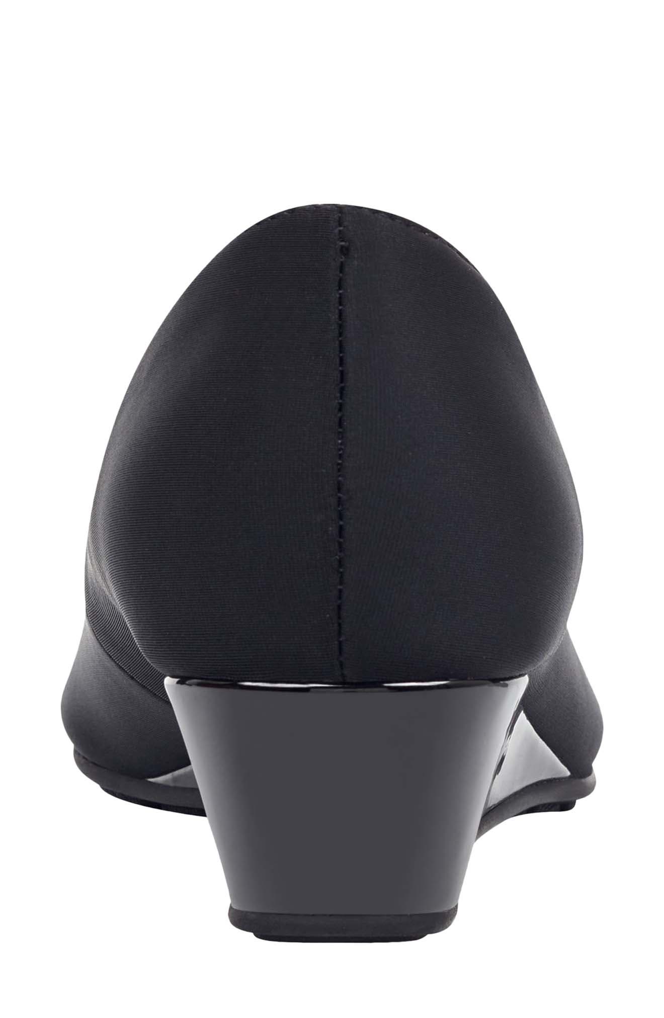 Bandolino Peep Toe Wedge Pump, Alternate, color, Black Fabric