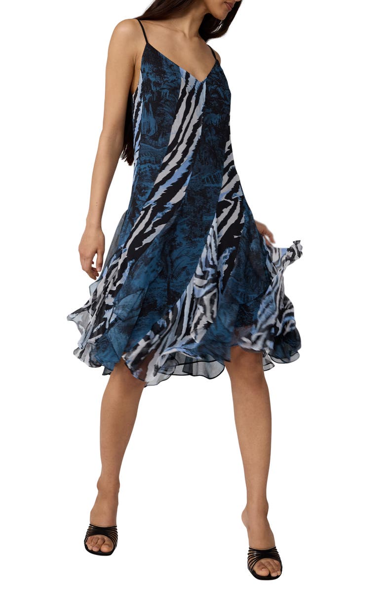 Diane von Furstenberg Rafferty Mixed Print Silk Chiffon Dress, Alternate, color, Paysage