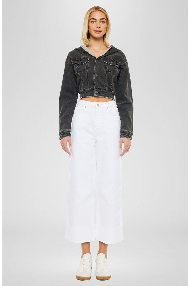 Alfie 90s High Rise Cropped Wide Leg Jeans, Main, color, White