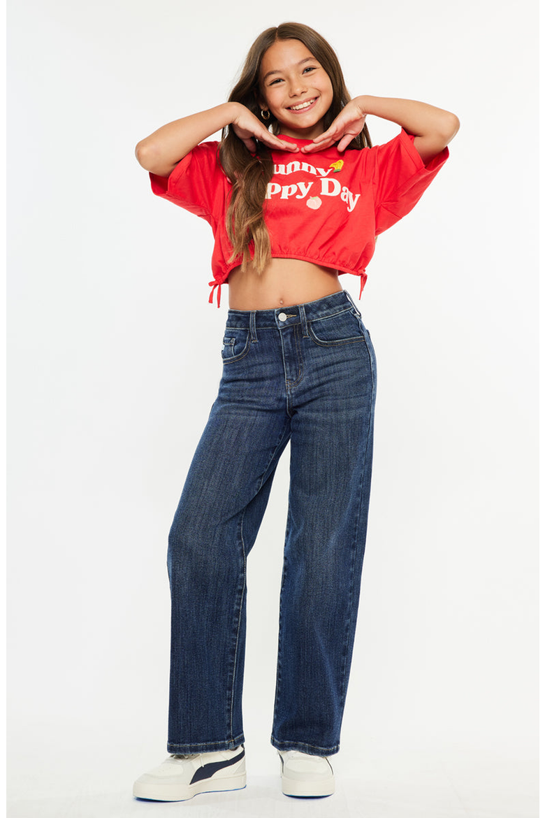 Andy High Rise Kids Wide Leg Jeans, Alternate, color, Dark Wash