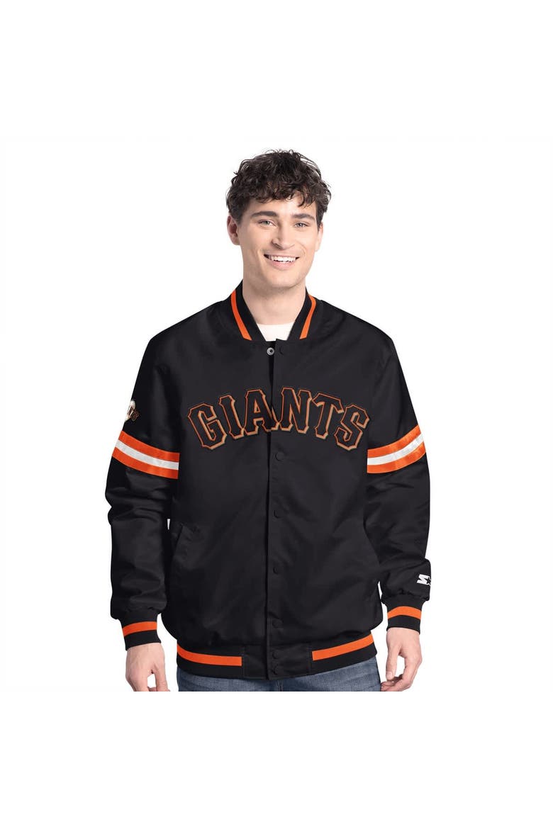 Men's Starter  Black San Francisco Giants Scout Full-Snap Varsity Jacket, Main, color, Black