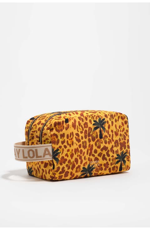 Medium Leopard Palms Nylon Make-Up Case