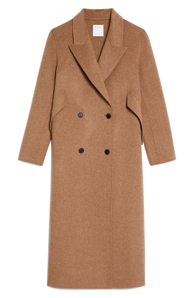 SANDRO Double Breasted Wool Blend Coat, Main, color, 
