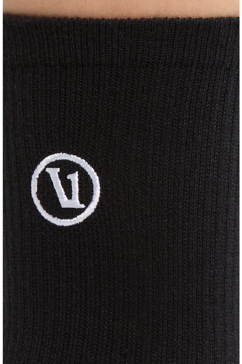 Logo Embroidered Quarter Socks, Alternate, color, BLACK