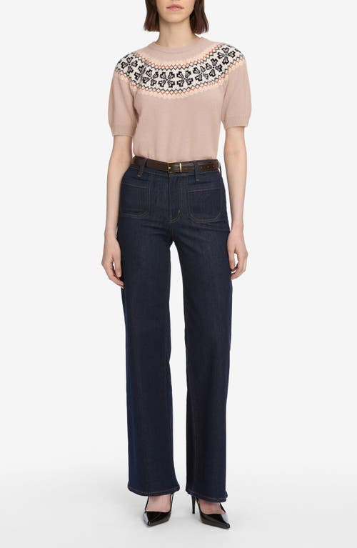 Frame The Fair Isle Short Sleeve Cashmere Sweater In Neutral