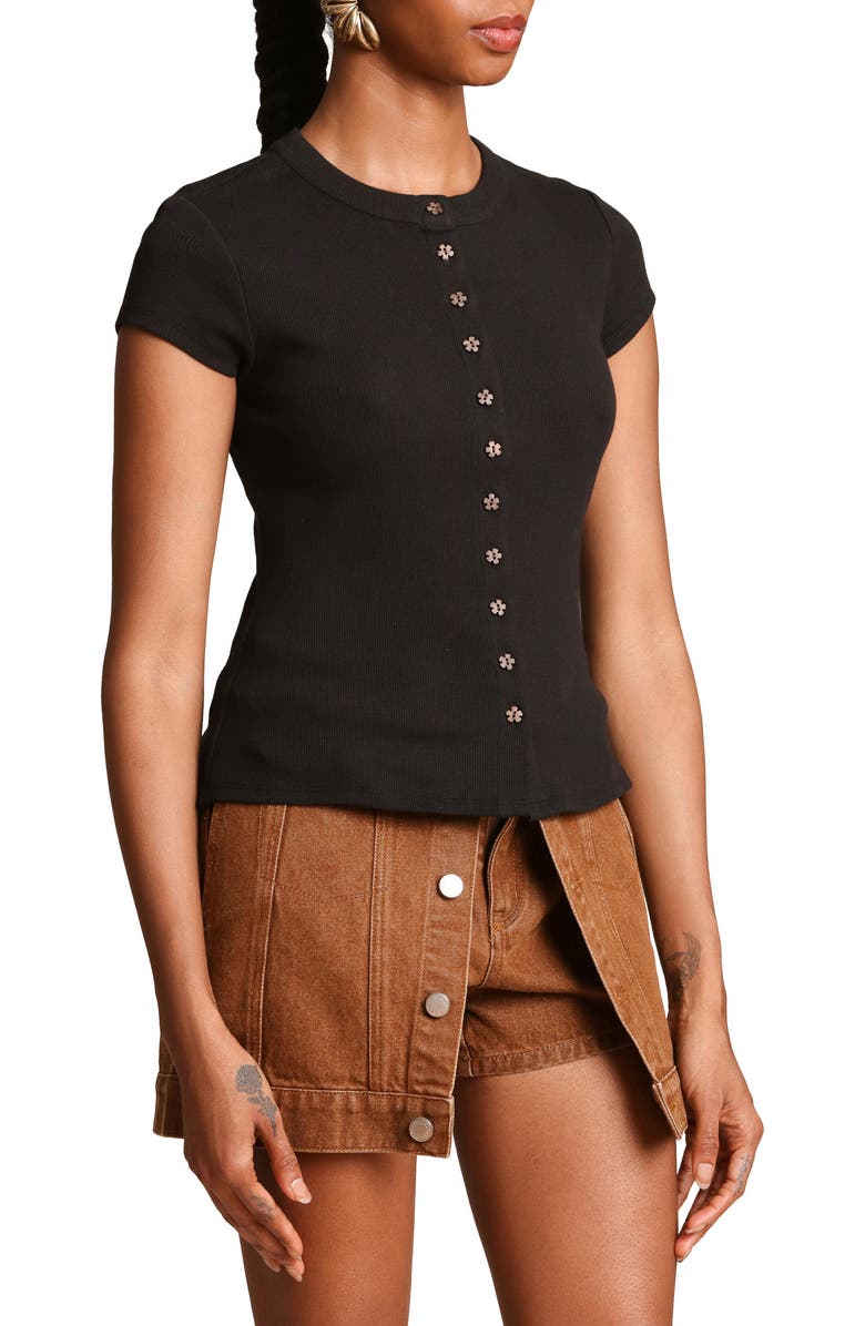 Avec Les Filles Crewneck Rib Top, Alternate, color, Black