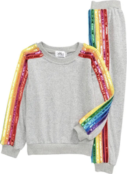 Lola + The Boys Women's Sequin Rainbow Tracksuit Set