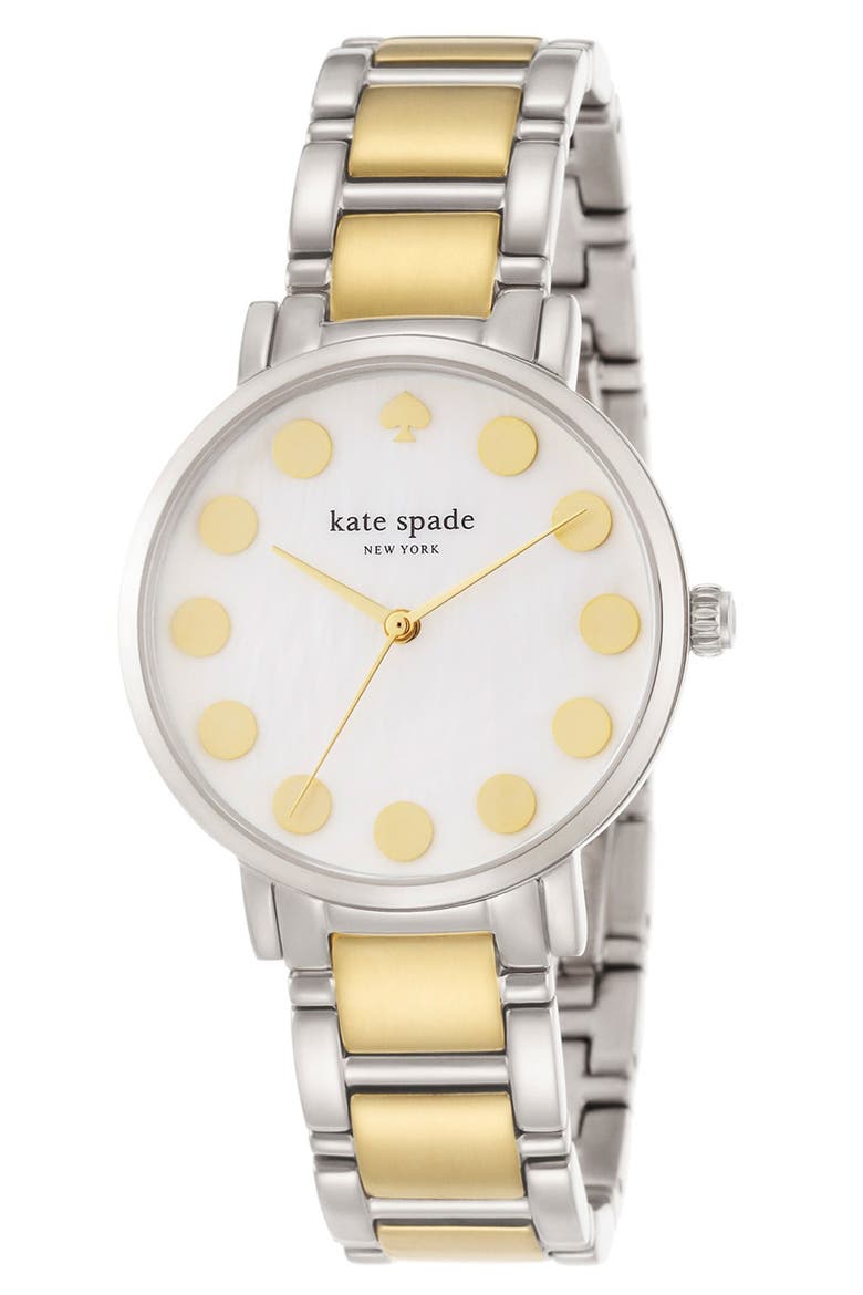 'gramercy' dot dial bracelet watch, 34mm, Alternate, color, SILVER/ GOLD