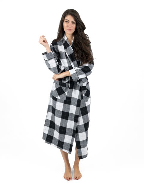Women's Flannel Robe, 100% Cotton