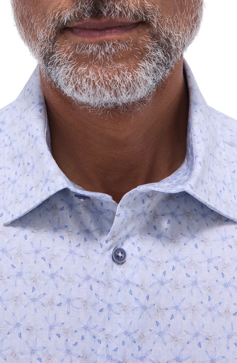 Bugatchi Myron OoohCotton<sup>®</sup> Print Short Sleeve Button-Up Shirt, Alternate, color, Air Blue