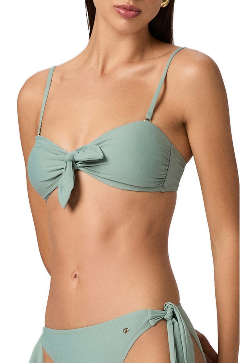 Libby Tie Front Bandeau Bikini Top, Alternate, color, SURF