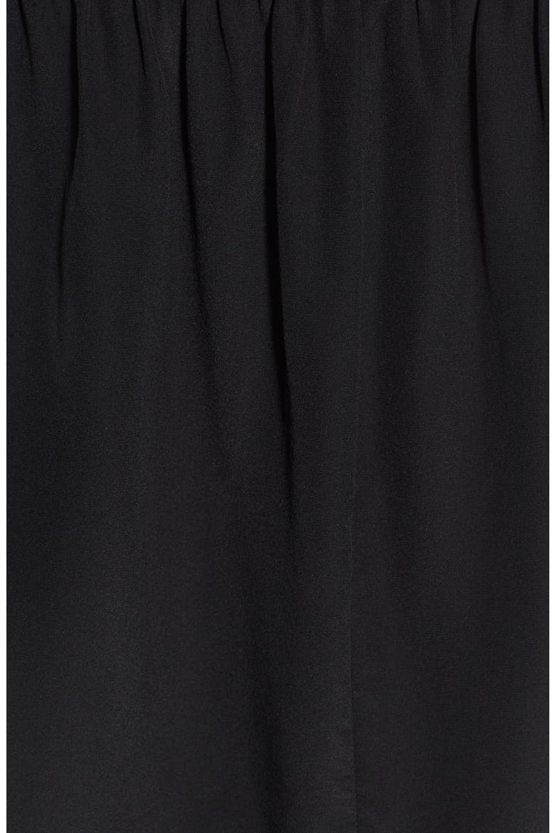 Olivia Palermo + Chelsea28 Silk Off the Shoulder Peasant Top, Alternate, color, BLACK