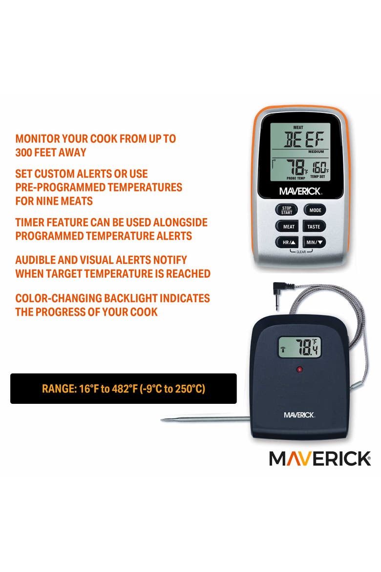 Wireless Remote Cooking Thermometer, Alternate, color, Silver/Black/Orange