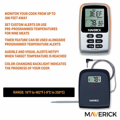 Maverick Wireless Remote Cooking Thermometer In Black