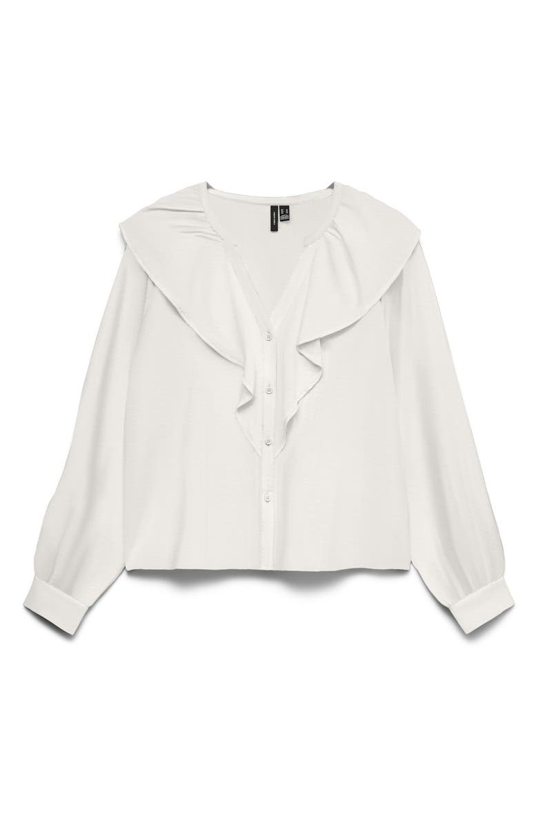 VERO MODA Kaja Frill Shirt, Alternate, color, Snow White