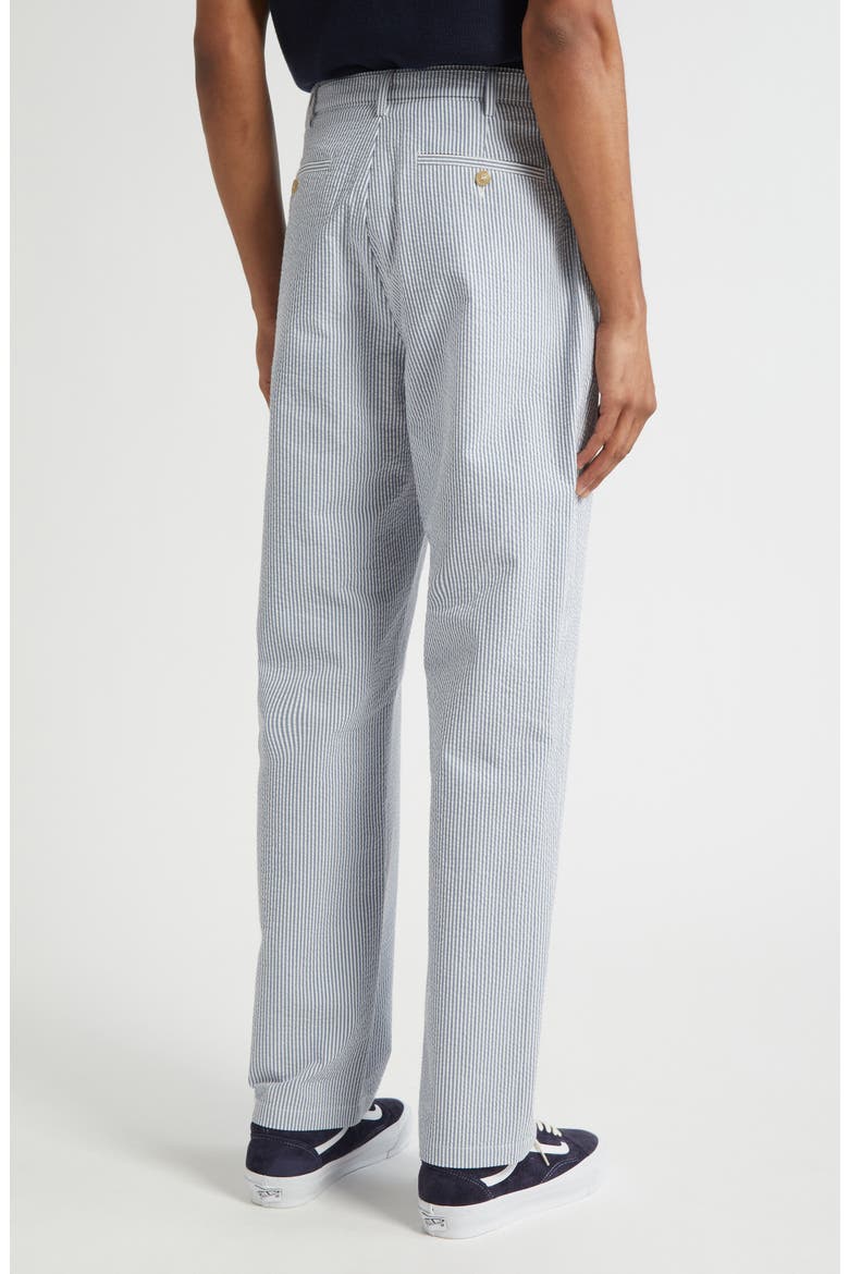 Belted Pleated Seersucker Pants, Alternate, color, BLUE/ WHITE