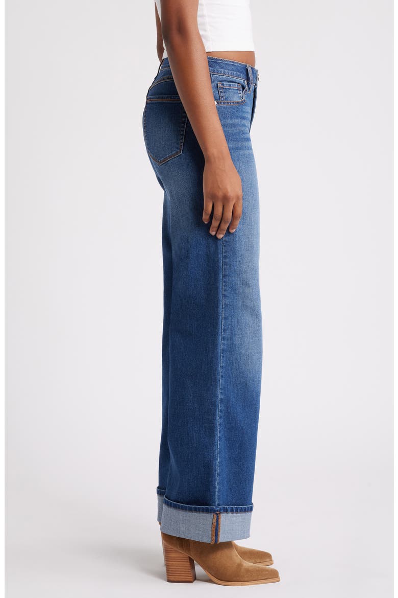 High Waist Cuff Slim Wide Leg Jeans, Alternate, color, OAKLEE