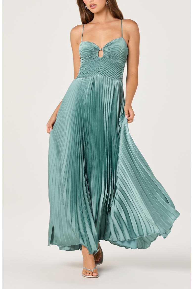 Alaia Pleat Evening Gown, Alternate, color, SEAFOAM