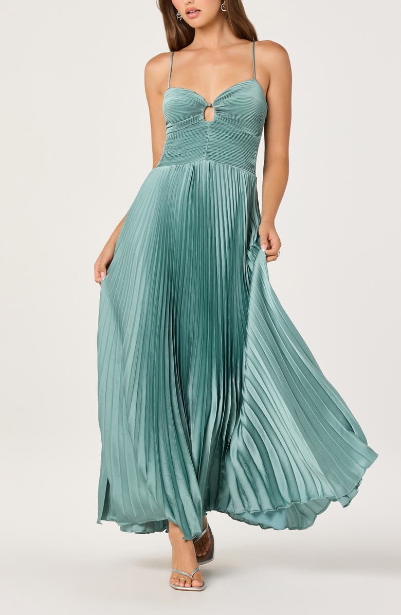 ASTR the Label Alaia Pleat Evening Gown, Alternate, color, Seafoam