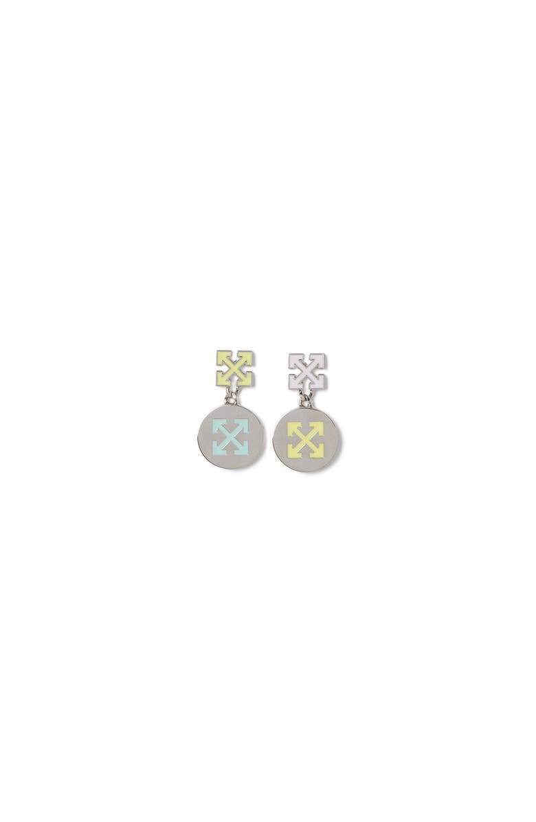 OFF WHITE Women's Silver Arrow Button Earrings, Main, color, 