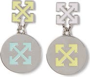 OFF WHITE Women's Silver Arrow Button Earrings