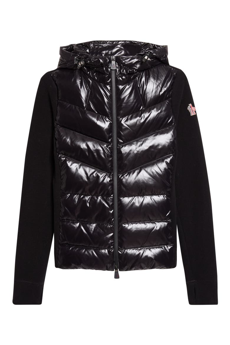 Mixed Media Down Jacket, Main, color, BLACK