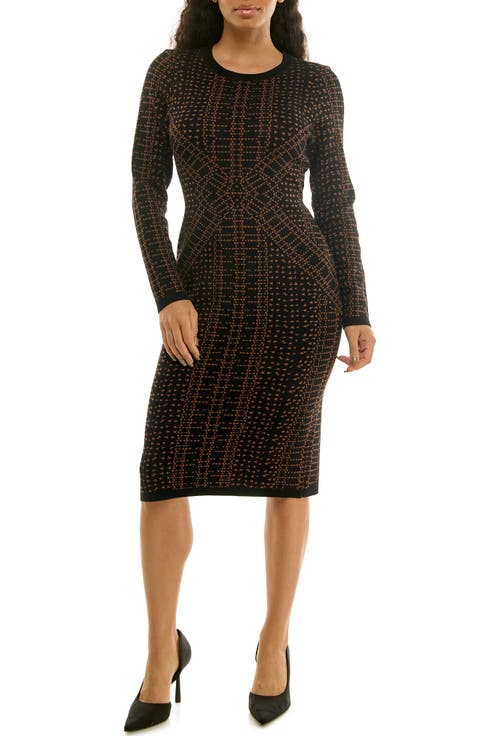 Leopard Print Long Sleeve Sweater Dress
