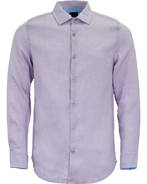 Uomo Solid Long Sleeve Fine Linen Shirt