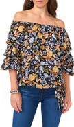 Vince Camuto Floral Off the Shoulder Bubble Sleeve Top