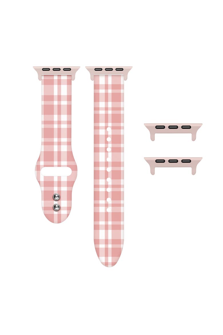Blush Plaid Silicone Band for Apple Watch + Smartwatch, Alternate, color, Blush Plaid