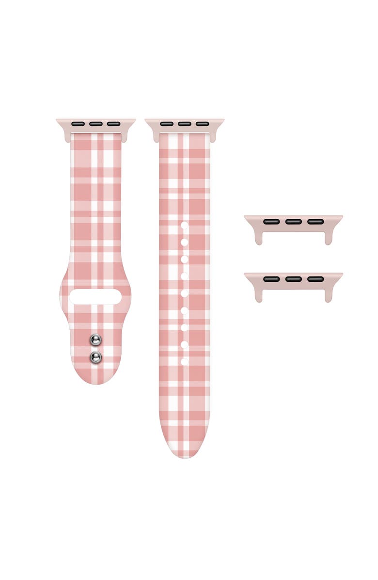 Posh Tech Blush Plaid Silicone Band for Apple Watch + Smartwatch, Alternate, color, Blush Plaid