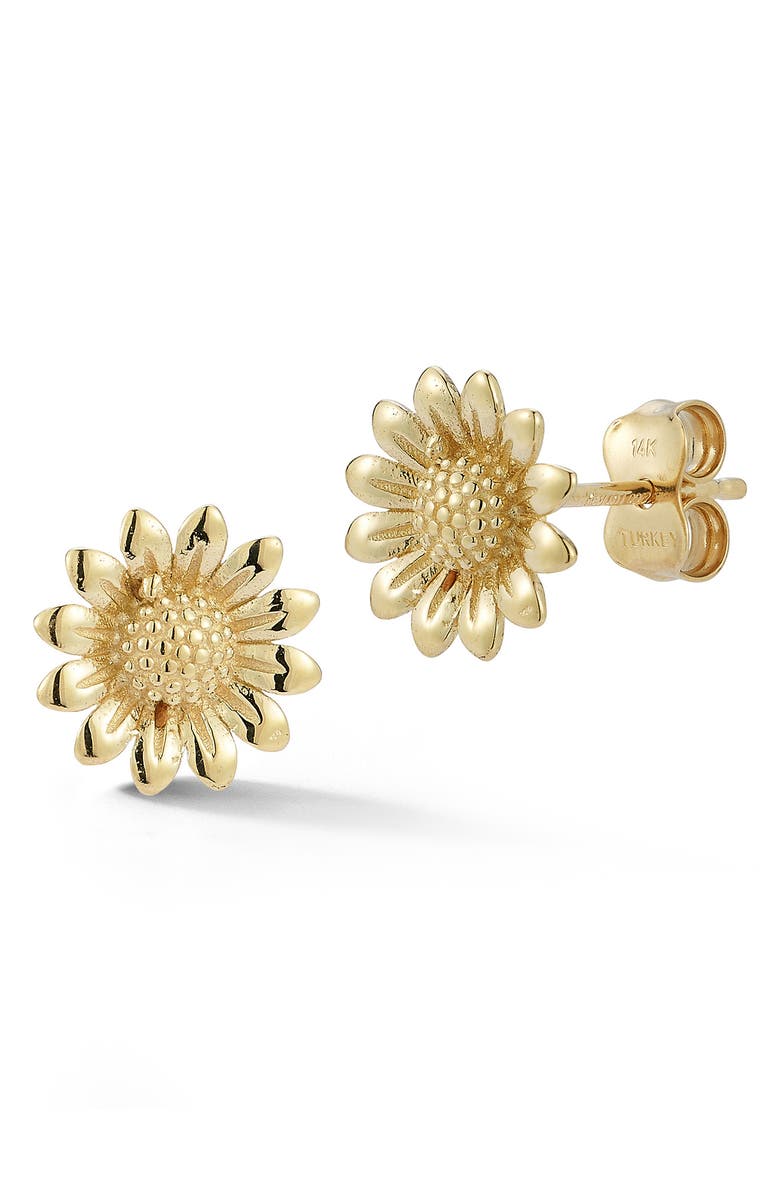 Ember Fine Jewelry Sunflower Stud Earrings, Main, color, Gold