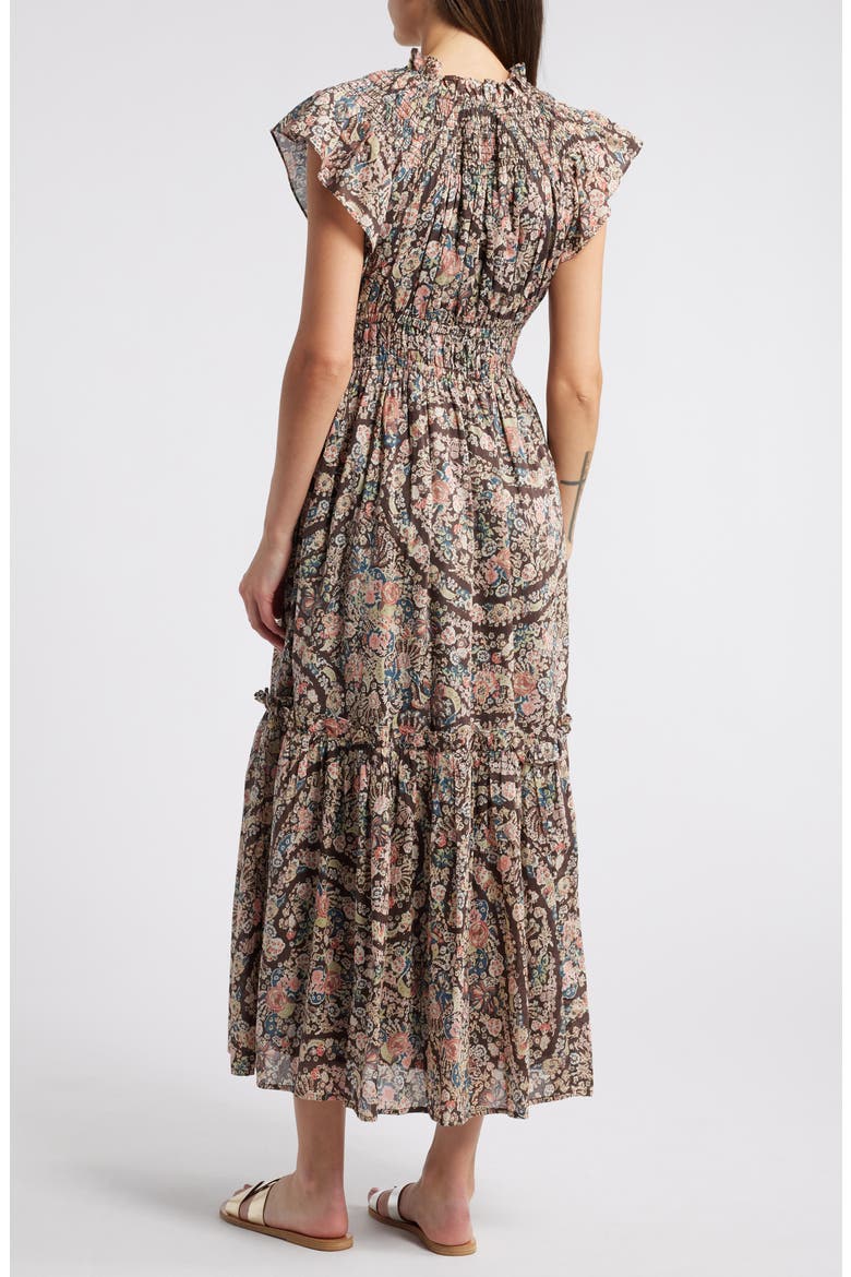 Indira Flutter Sleeve Organic Cotton Midi Dress, Alternate, color, DIVINA PRINT