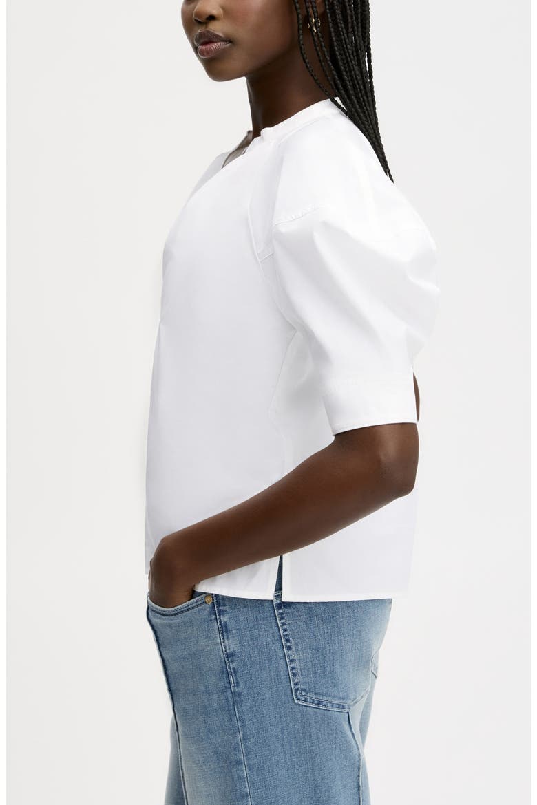 Puff Sleeve Cotton Poplin Shirt, Alternate, color, BRIGHT WHITE