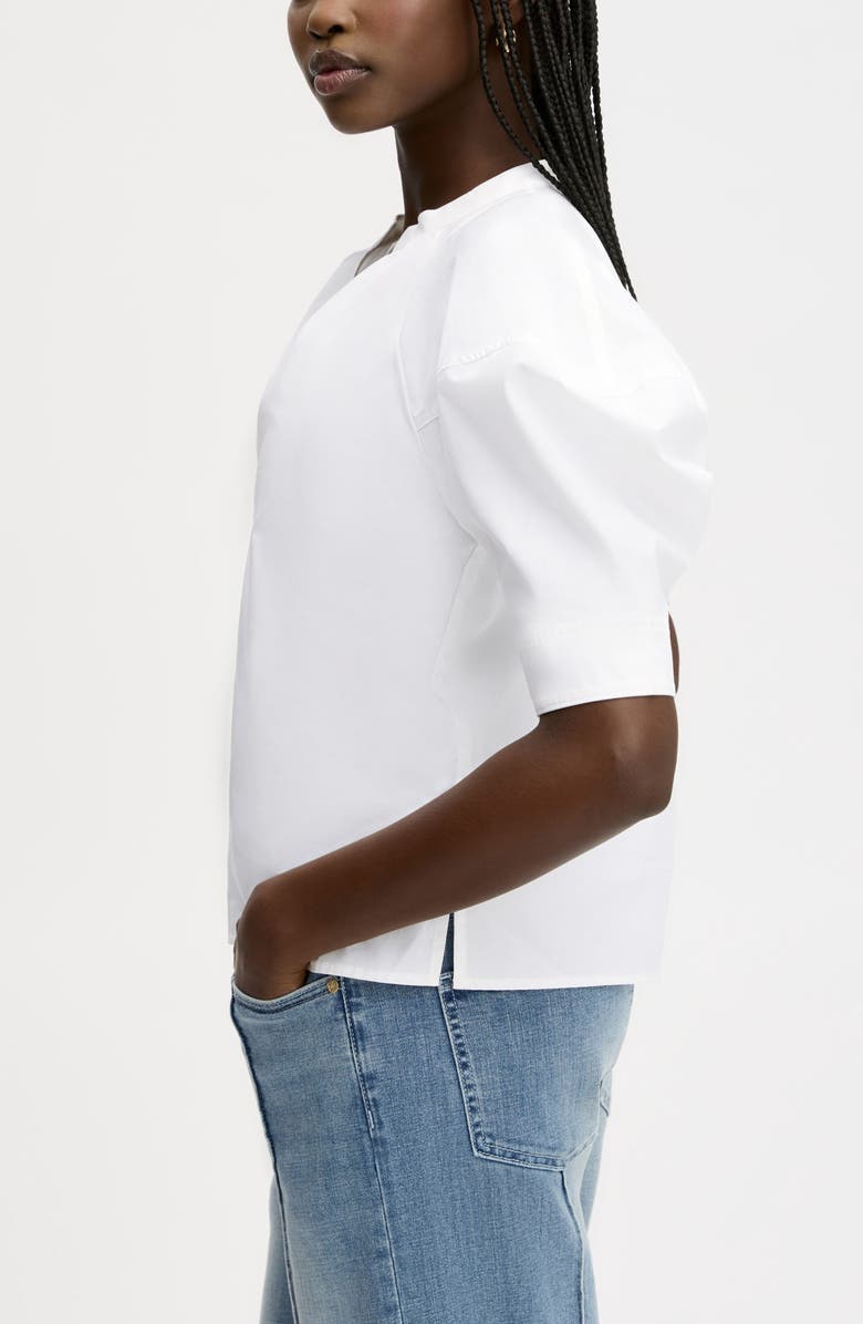 Sam Edelman Puff Sleeve Cotton Poplin Shirt, Alternate, color, Bright White