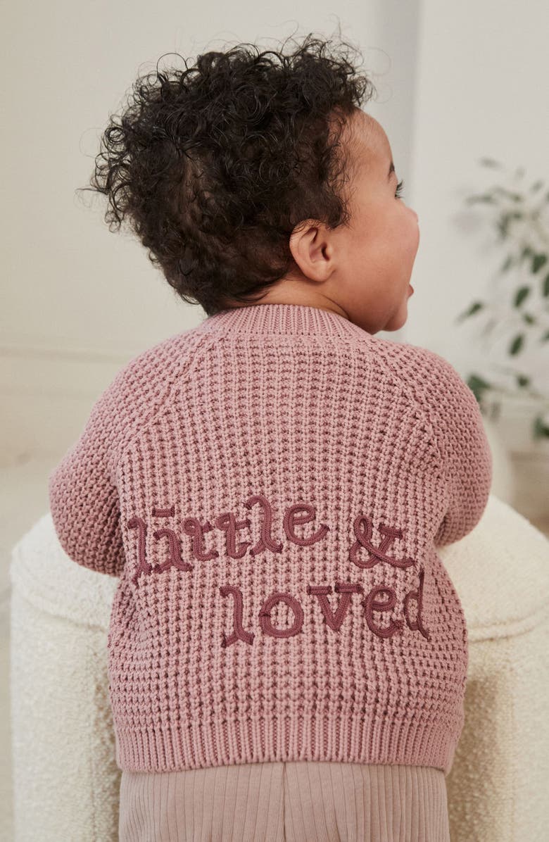 NEXT Little & Loved Embellished Cotton Cardigan, Alternate, color, Pink