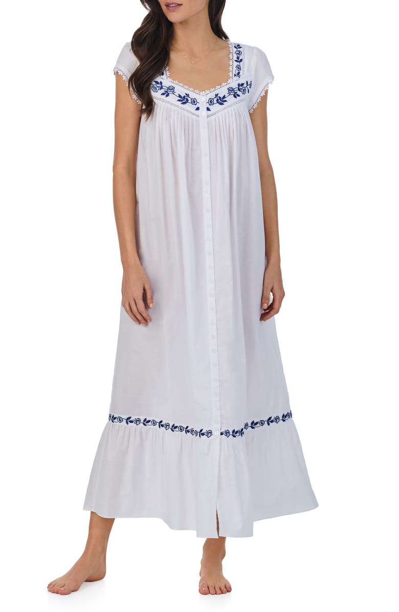 Eileen West Cap Sleeve Lace Trim Robe, Main, color, 