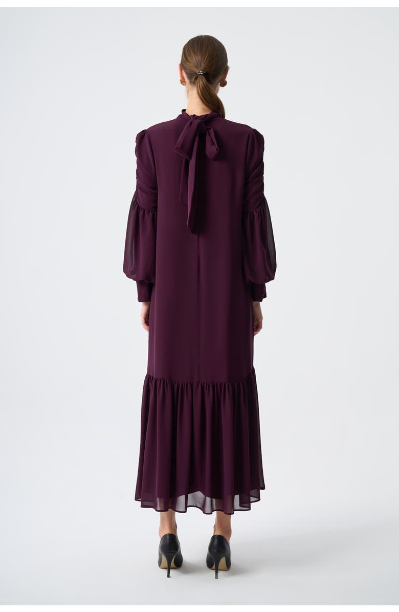 Mizalle Draped Chiffon Dress, Alternate, color, Plum