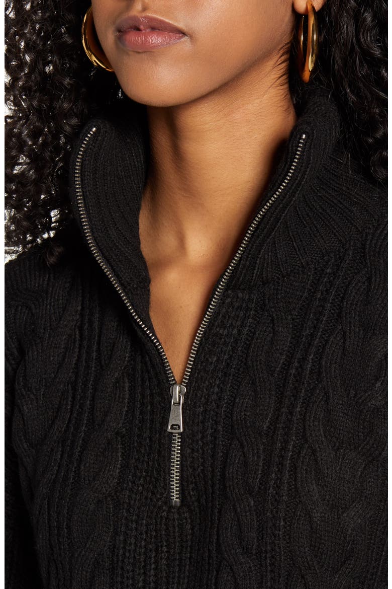 Half-Zip Cable Sweater, Alternate, color, BLACK