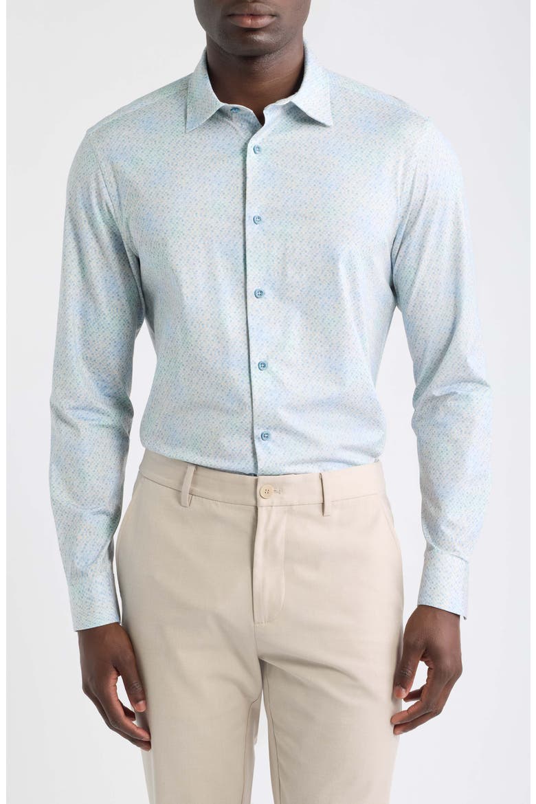 James OoohCotton® Abstract Print Button-Up Shirt, Main, color, HAZY BLUE