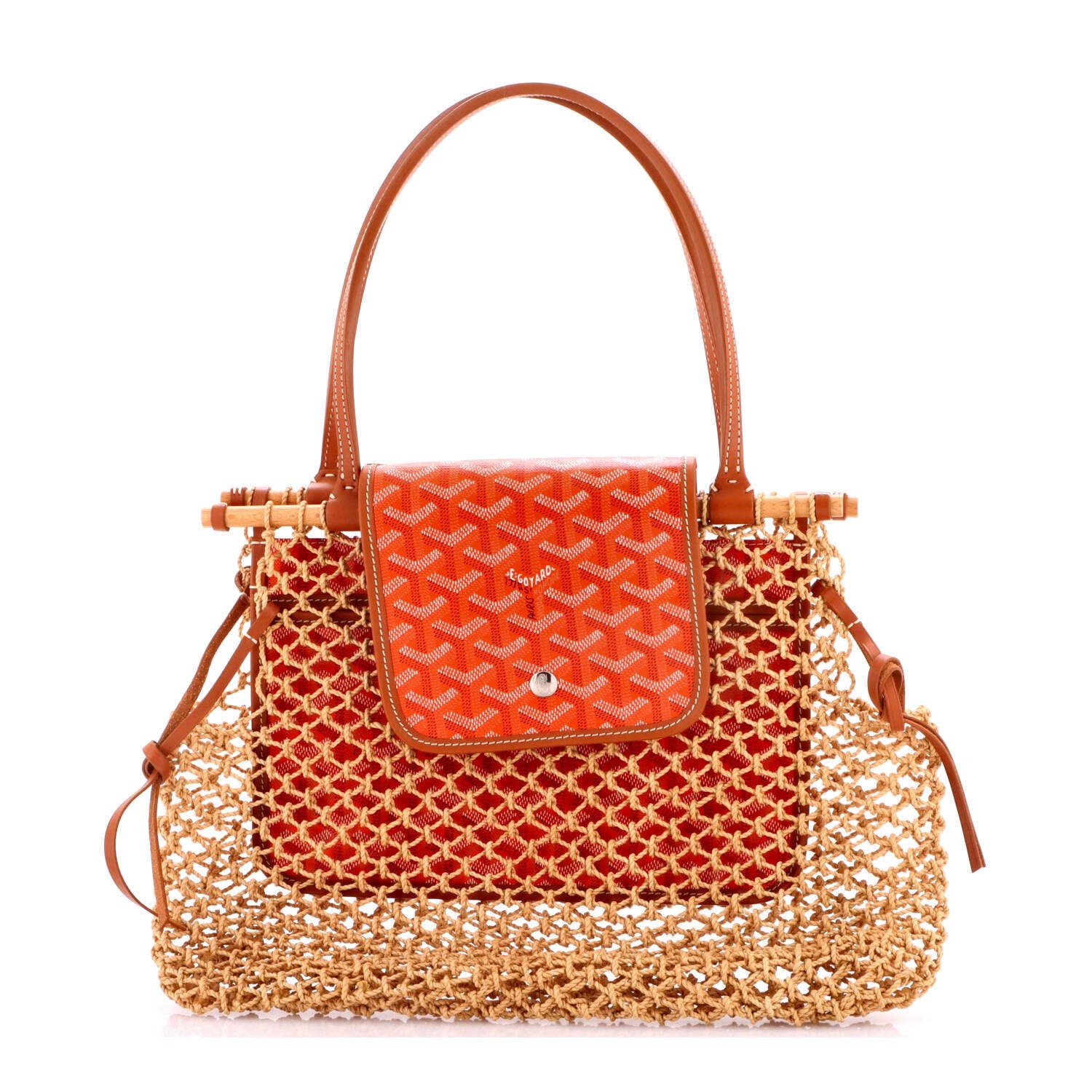 Aligre Bag Raffia Net with Coated Canvas, Main, color, Orange