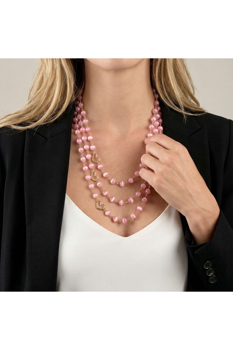 Rosado Pink Glass 3-Layer Socialite Necklace, Alternate, color, Pink